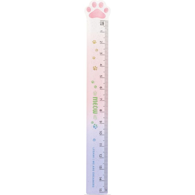 Vonalzó, 15cm, rózsaszín, cicás - Legami