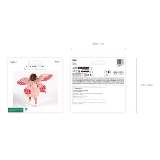 Party Deco Fóliás léggömb pillangószárnyak, matt rózsaszín