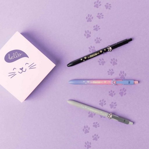 Legami golyóstoll, cicás, rózsaszín, kék tintával