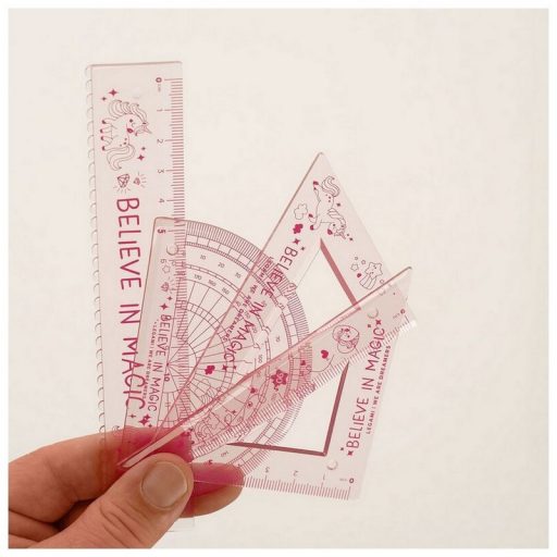 Legami vonalzókészlet, 4 részes, műanyag, hajlítható, rózsaszín, unikornis