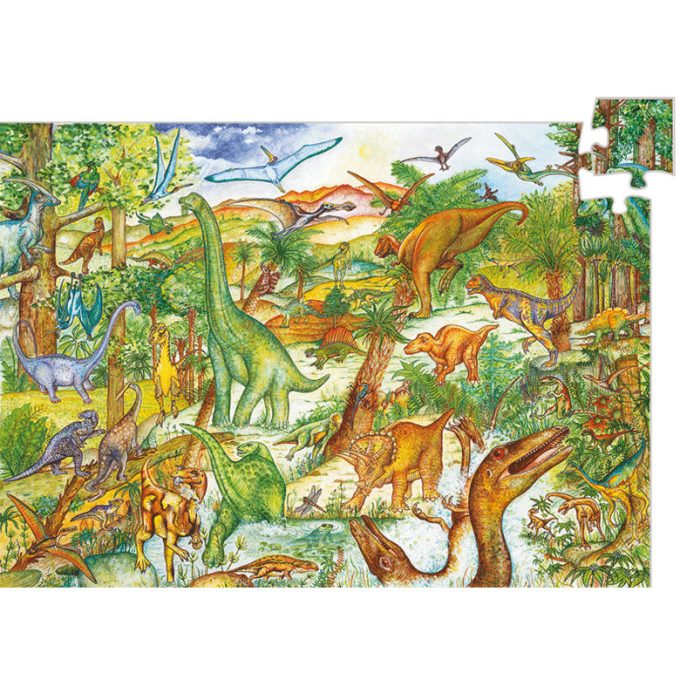 Djeco Megfigyeltető puzzle - Dinoszauruszok 100 db-os