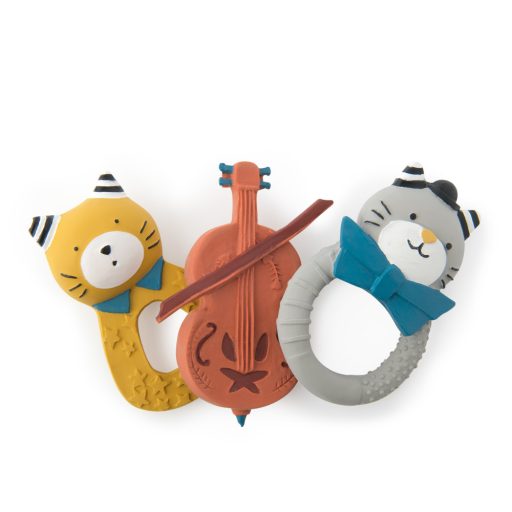 Moulin Roty Macskabajusz - Kaucsuk gumi rágóka - Szürke cica