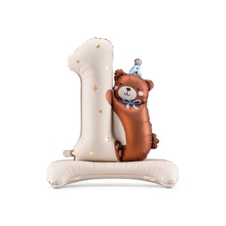 Party Deco 1-es számú fóliás léggömb medvével