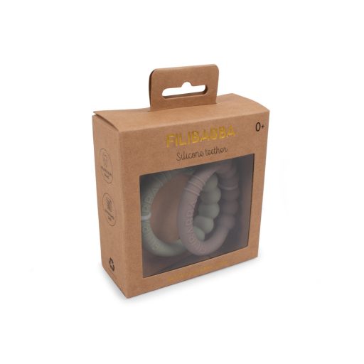 Filibabba - Szilikon rágóka - melegszürke és olajzöld 2db
