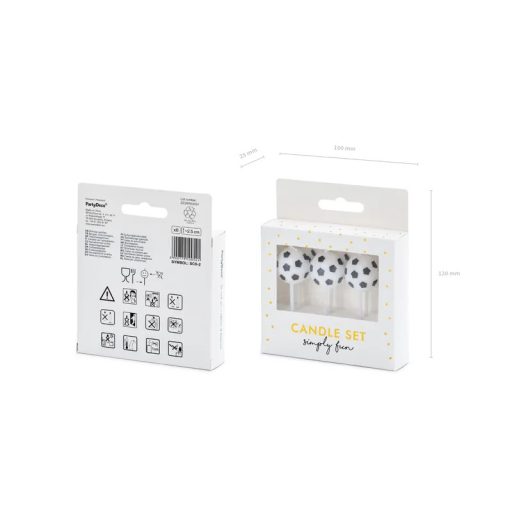 Party Deco Születésnapi gyertyák - Foci labdák 6 db