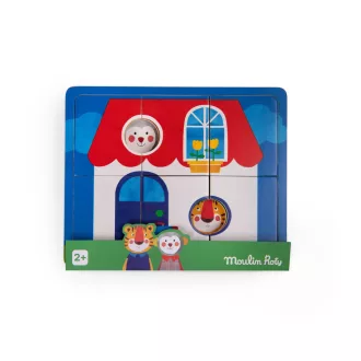 Moulin Roty Vidámság Fa Háromrétegű Kirakó 22x18 cm 6 darabos réteges fa puzzle