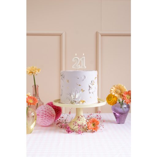 Party Deco 2-es számú születésnapi gyertya, krém, 6 cm