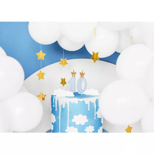 Party Deco Születésnapi Koronás szám gyertya 0 - 9,5 cm - világos kék