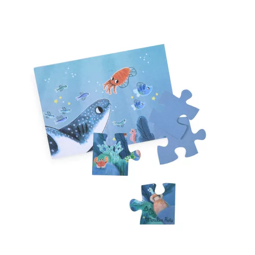 Moulin Roty Pál polip kalandjai A tenger alatt sötétben világító 24 darabos puzzle