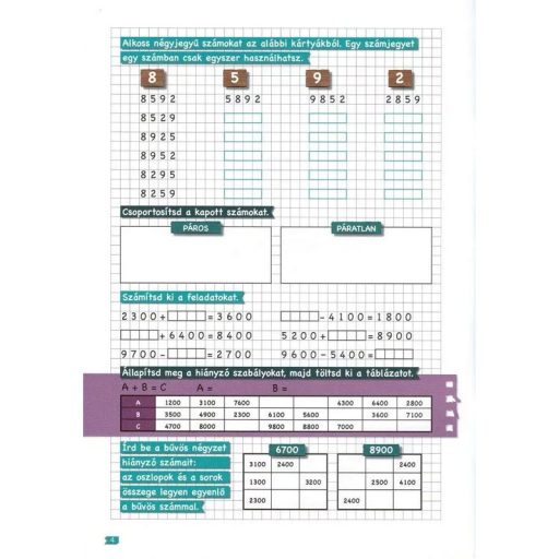 Napraforgó Tanoda - Gyakorlófeladatok negyedikeseknek 1.