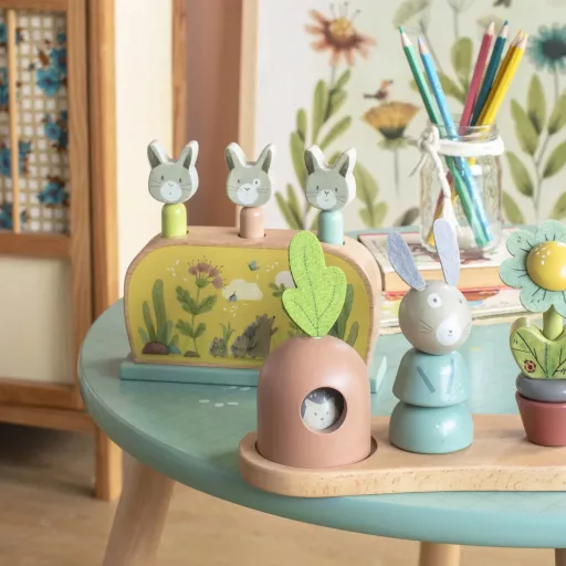 Moulin Roty - A három kisnyuszi - Montessori toronyépítő játék