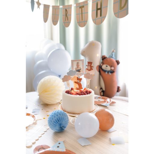 Party Deco 1-es számú születésnapi gyertya mackóval, 7 cm