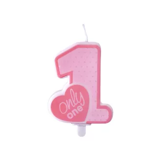   Party Deco Születésnapi gyertya Only One világos rózsaszín 8cm