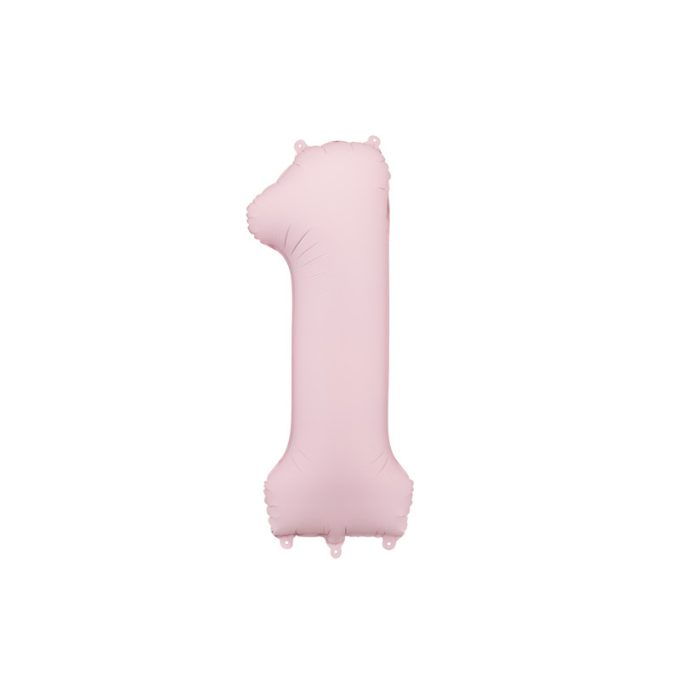 1-es számú fólia lufi, 86 cm, világos rózsaszín - PartyDeco