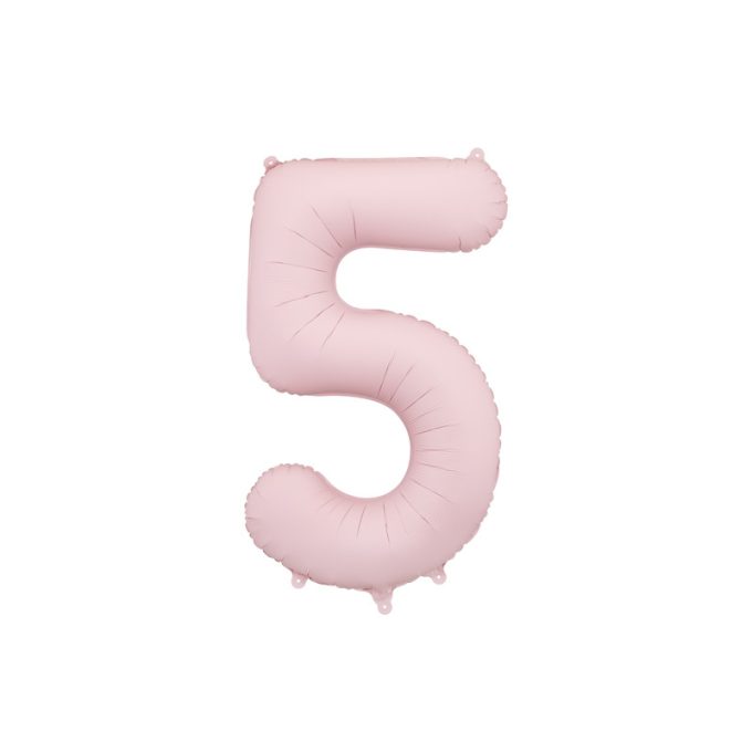 5-ös számú fólia lufi, 86 cm, világos rózsaszín - PartyDeco