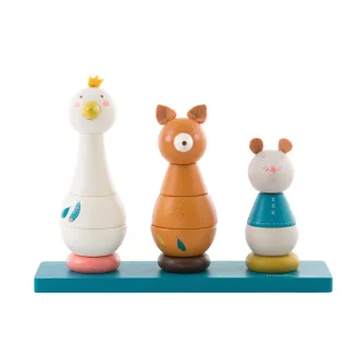   Moulin Roty Montessori toronyépítő játék - Olga utazása - Állatok