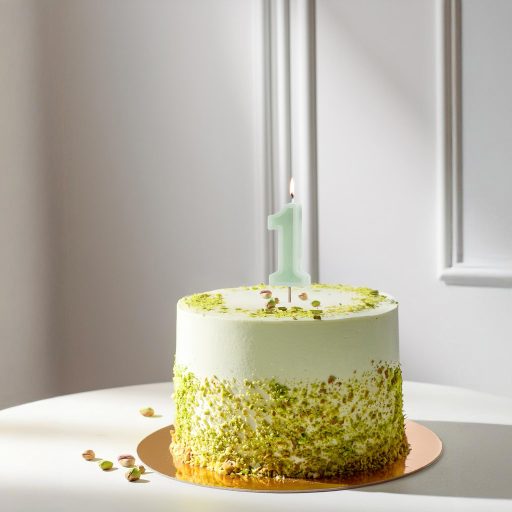 Party Deco 1-es számú születésnapi gyertya, zöld, 6 cm