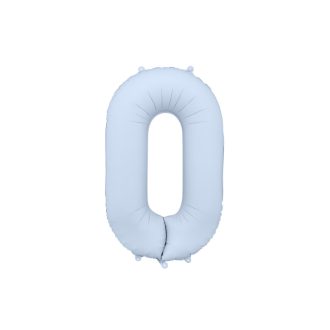 Party Deco 0-ás számú fólia lufi, 86 cm, világoskék