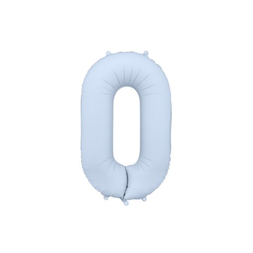 Party Deco 0-ás számú fólia lufi, 86 cm, világoskék