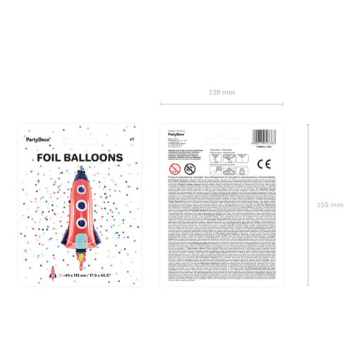 Party Deco Fólia léggömb lufi Rakéta