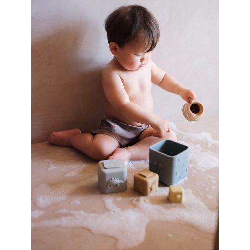 Konges Sløjd Szilikon építő kockák - Kék mix