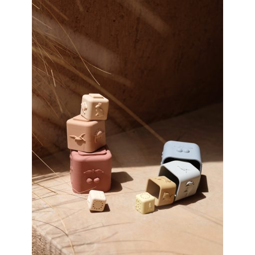 Konges Sløjd Szilikon építő kockák - Kék mix