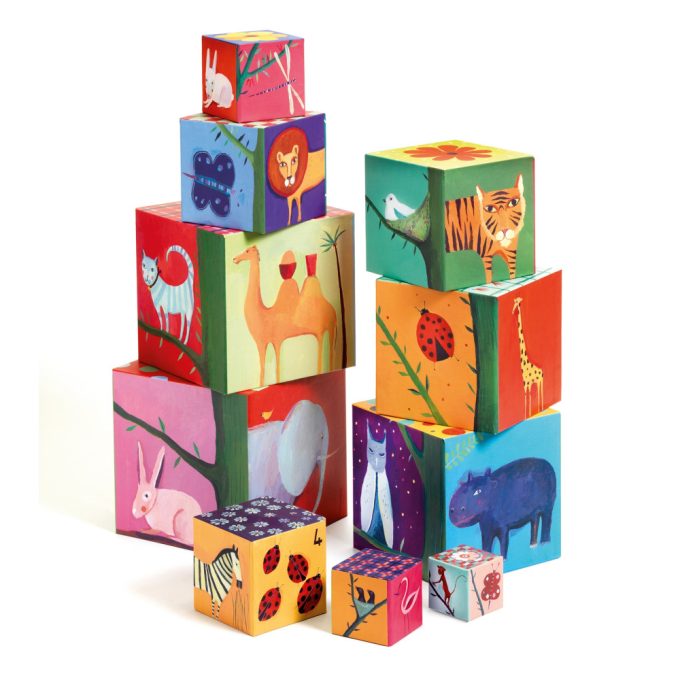 Djeco Toronyépítő kocka - Vadon élő állatok
