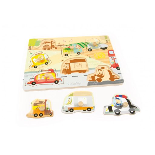 Andreu Toys Formabeillesztő fa puzzle - Járművek