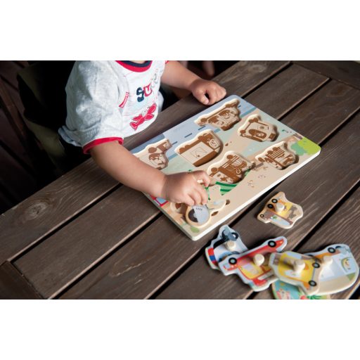 Andreu Toys Formabeillesztő fa puzzle - Járművek