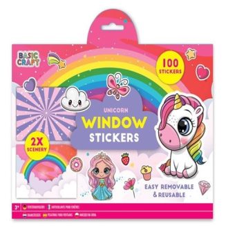   Grafix Moxy újrahasználható 100 db-os ablakmatrica 2 db háttérrel, Unikornis