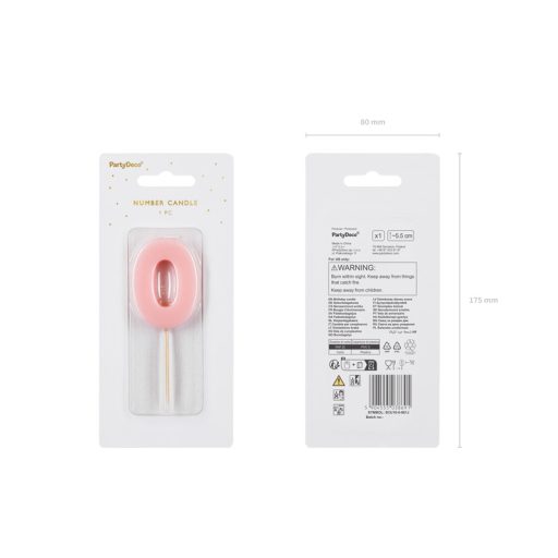 Party Deco Születésnapi szám gyertya 0 - 5,5 cm - világos rózsaszín
