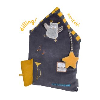   Moulin Roty Macskabajusz - Szürke ház készségfejlesztő párna