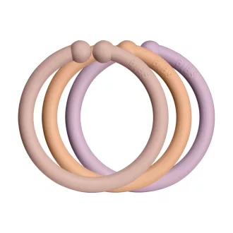 Bibs Loops Blush Dusky Lilac Peach 12 darabos púderrózsaszín hamvas lila barack játék karika szett