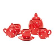   Moulin Roty A nagy család - Pöttyös teáskészlet bőröndben