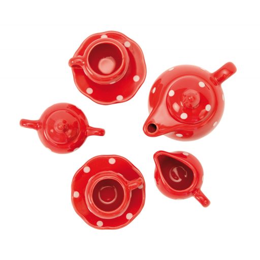 Moulin Roty A nagy család - Pöttyös teáskészlet bőröndben