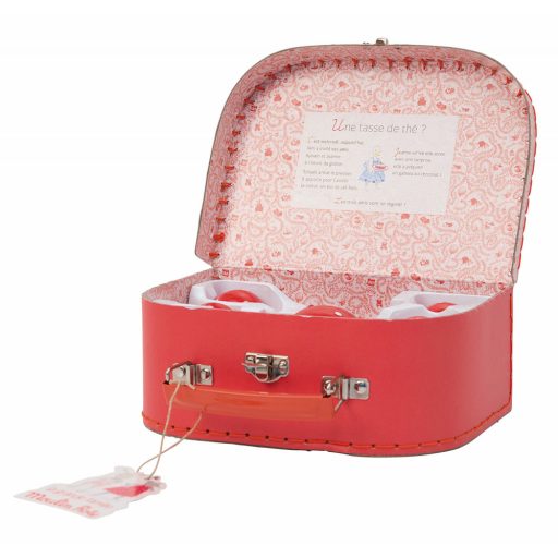 Moulin Roty A nagy család - Pöttyös teáskészlet bőröndben