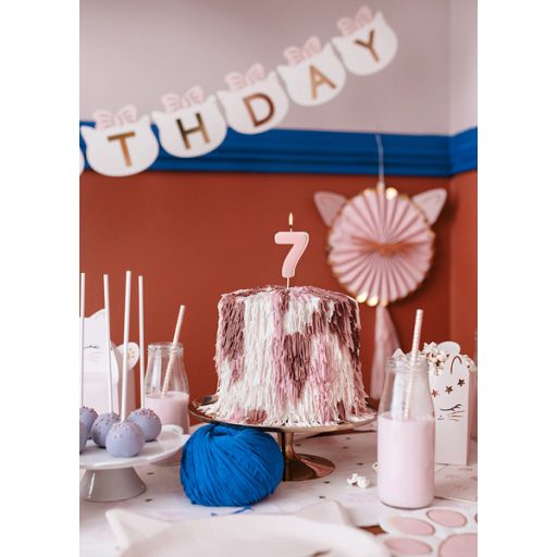 Party Deco Születésnapi szám gyertya 7 - 5,5 cm - világos rózsaszín