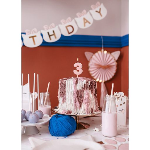 Party Deco Születésnapi szám gyertya 3 - 5,5 cm - világos rózsaszín