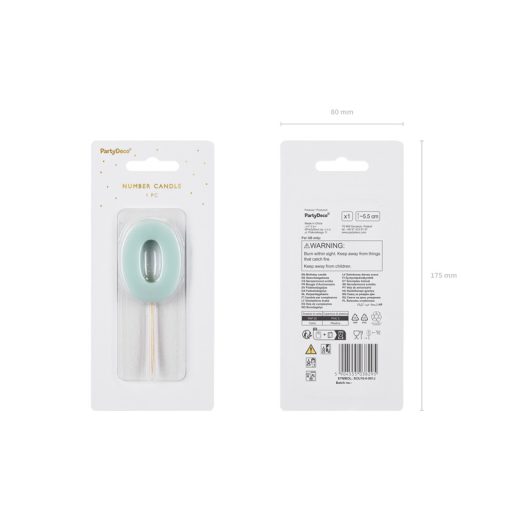 Party Deco Születésnapi szám gyertya 0 - 5,5 cm - világos kék