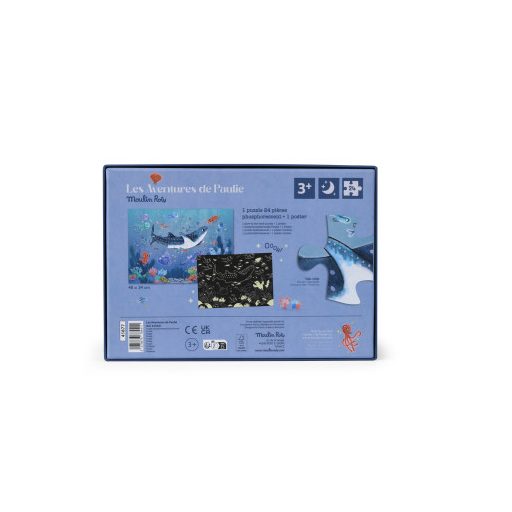 Moulin Roty Pál polip kalandjai - sötétben világító, foszforeszkáló puzzle - A tenger alatt 24 db