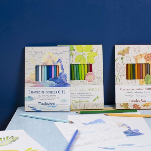 Moulin Roty Színes ceruza készlet és színező - Kiskertem - 12 db - Égbolt