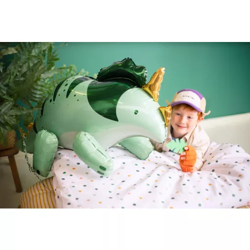 Party Deco Fólialufi Triceratops léggömb - zöld