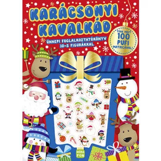 Karácsonyi kavalkád pufi matricás foglalkoztatókönyv gyerekeknek 100 db 3D matricával és feladatokkal