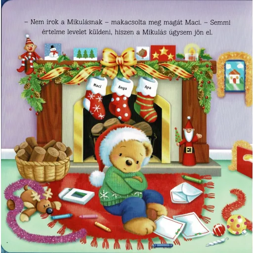 Napraforgó Csillogó Mesevilág Rosszcsont Maci Karácsonya glitteres mesekönyv 23x23 cm