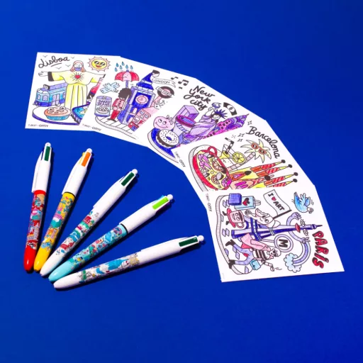 OMY x BIC Világvárosok mintás 4 színes golyóstoll készlet 5 db