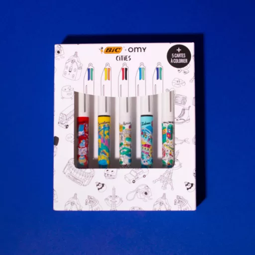 OMY x BIC Világvárosok mintás 4 színes golyóstoll készlet 5 db