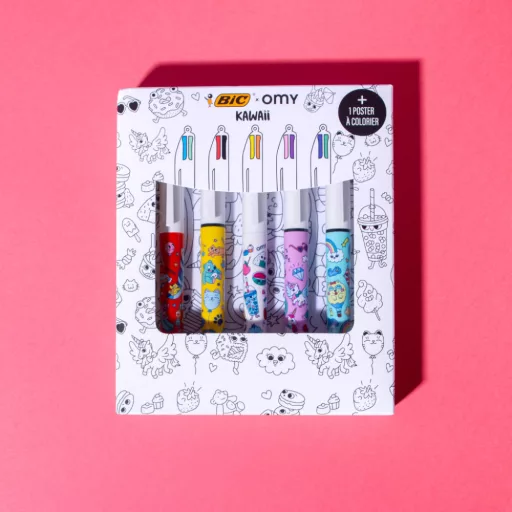 OMY x BIC Kawaii mintás 4 színes golyóstoll készlet 5 db