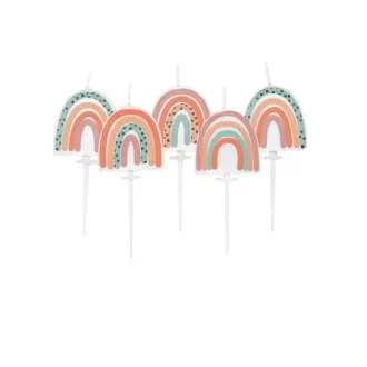 Creative Party Neutral Rainbow földszínű boho szivárvány tortagyertya szett 6,5 cm 5 db