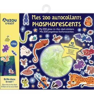 Auzou Sötétben világító matricacsomag 200 darab foszforeszkáló matricával és nagy erdei poszterrel