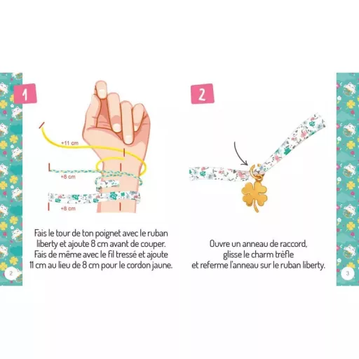 Auzou Ékszerkészítő készlet Kawaii Cica 3 darab elkészíthető karkötővel és porcelán cicás gyönggyel